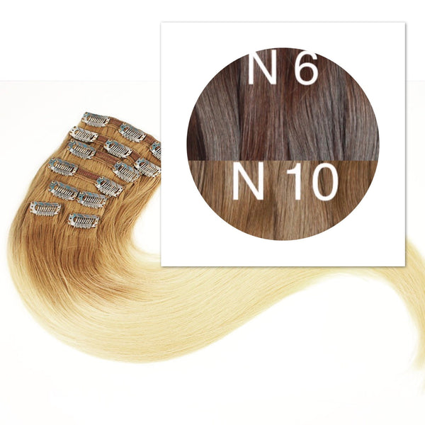 Clips and Ponytail Ambre 6 and 10 Color GVA hair - GVA hair