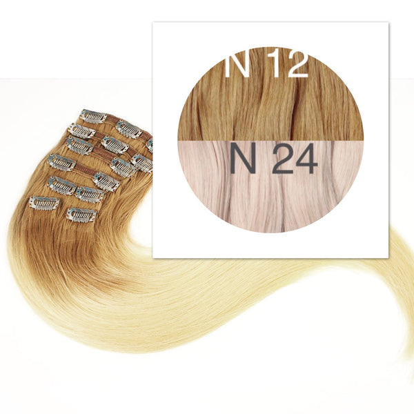 Clips and Ponytail Ambre 12 and 24 Color GVA hair - GVA hair