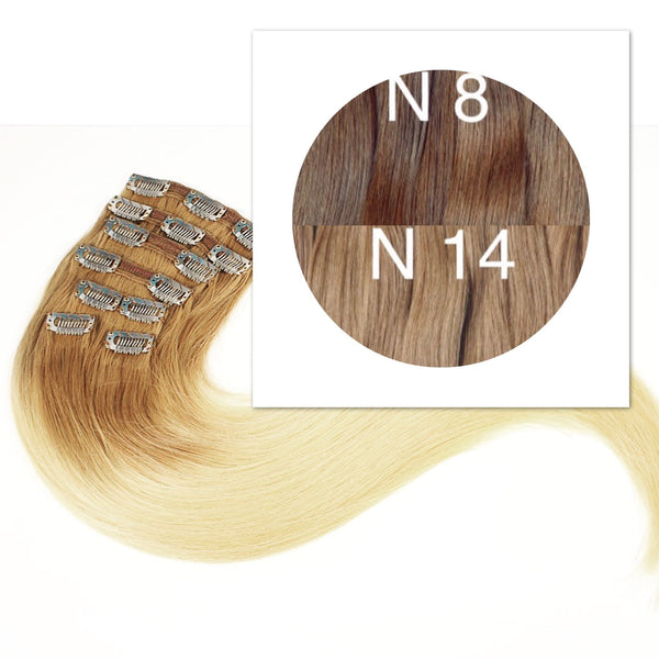 Clips and Ponytail Ambre 8 and 14 Color GVA hair - GVA hair